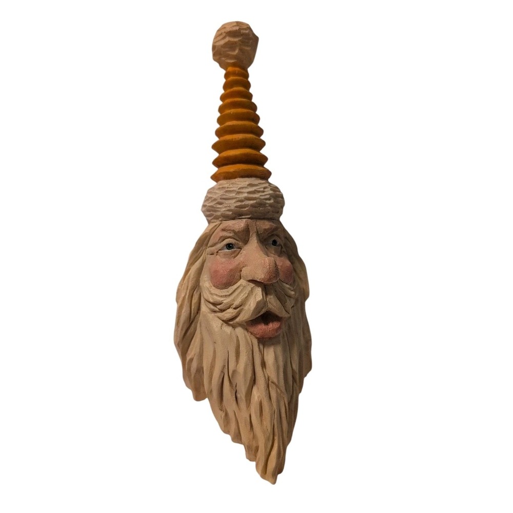 Santa Claus Cork Bottle Stopper By Master Carver Vic Hood‎ Vintage Signed